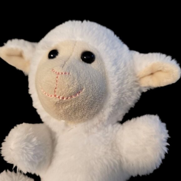 Set of White Lamb & Cream Bunny Rabbit Plush Toys 6" Bow Detail Easter - Picture 7 of 7